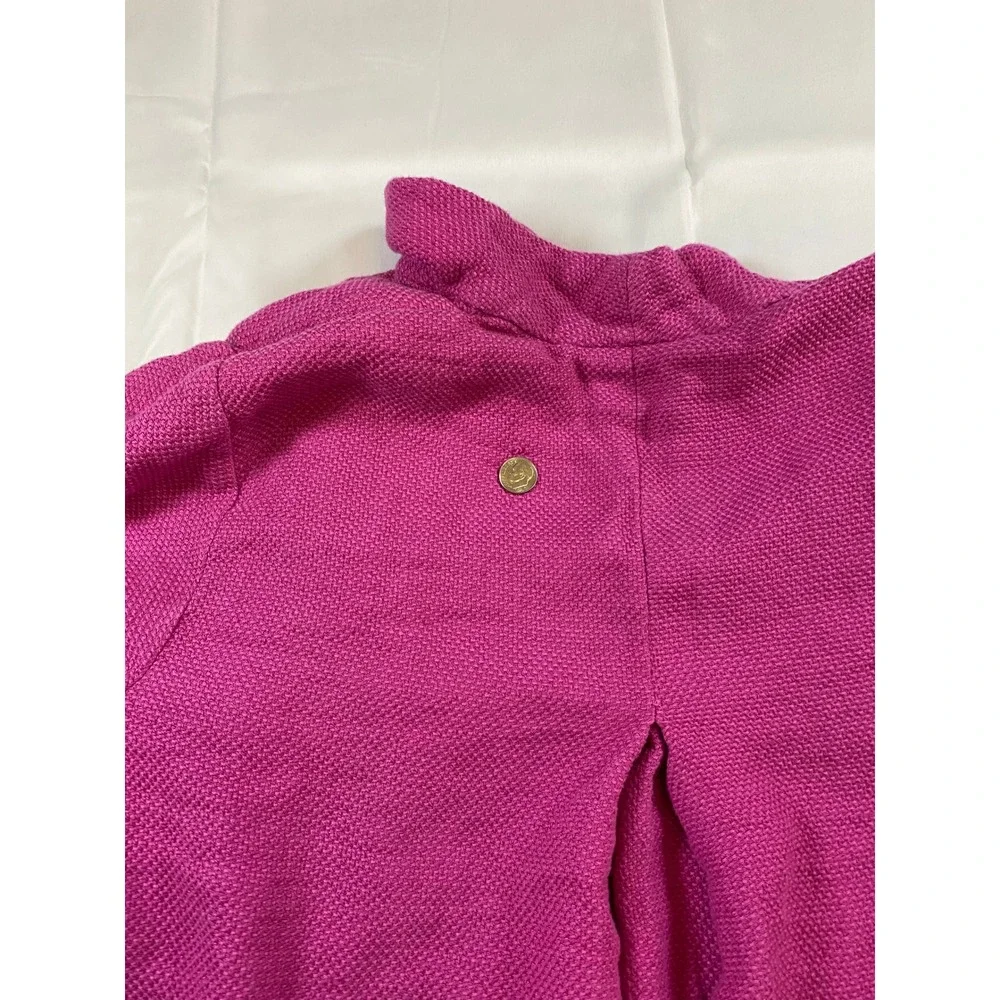 EILEEN FISHER Pink Textured Knit Open‎ Front Collarless Jacket Cardigan M